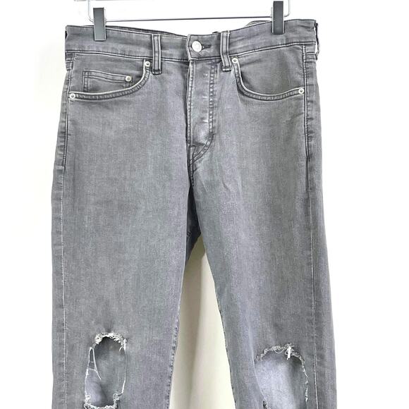 & DENIM H&M Gray Distressed Ripped Denim Skinny Jeans - Picture 8 of 10